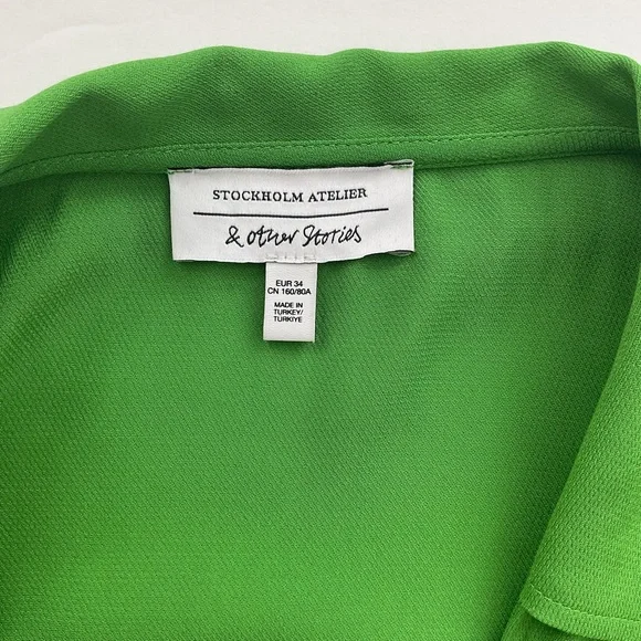 & Other Stories Wrap Blouse Bright Green Size EU 34 - Picture 6 of 11
